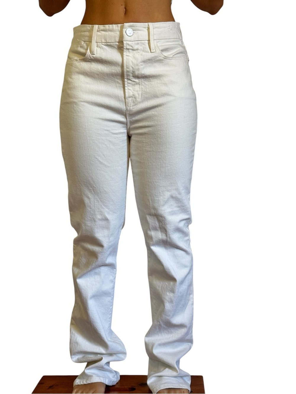 FRAME Le Super High Straight Jeans Size 27 Au Natural Ivory